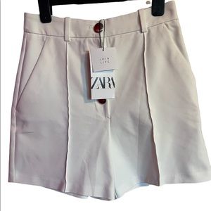 NWT Zara high-waist white Bermuda shorts